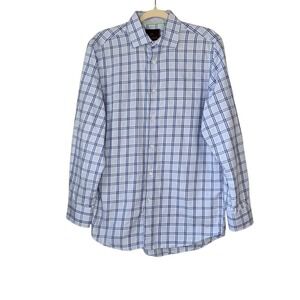 Tattersall London blue plaid button up dress long sleeve shirt. Size 15.5‎